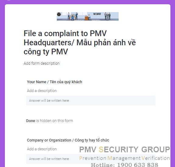 Phiếu đánh giá nhân viên bảo vệ PMV 