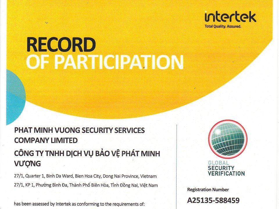 Chứng Chỉ GSV (Global Security Verification)