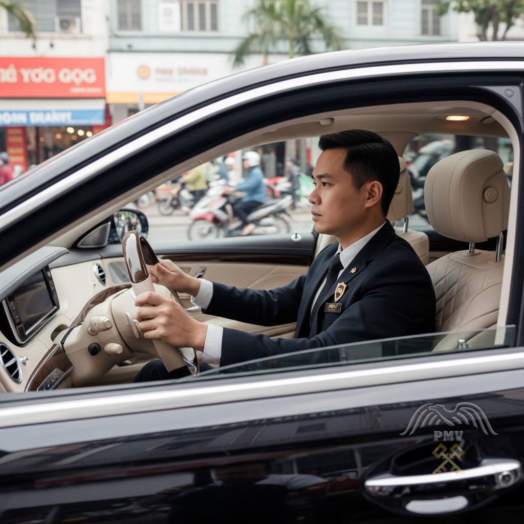 Tài Xế PMV đang Thực Hiện Dịch Vụ Vận Chuyển An Toàn